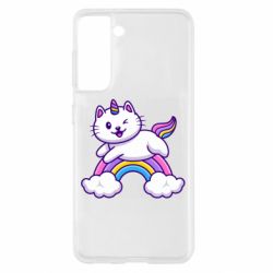 Чехол для Samsung S21 Котик-единорог - PrintSalon
