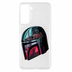 Чехол для Samsung S21 Mandalorian Helmet profil - PrintSalon