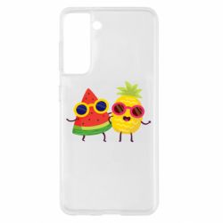Чехол для Samsung S21 Pineapple with watermelon - PrintSalon