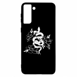 Чехол для Samsung S21+ Snake with flowers - PrintSalon