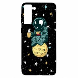 Чохол для Samsung S21 Ultra Astronaut and coffee - PrintSalon