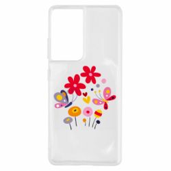Чехол для Samsung S21 Ultra Flowers and Butterflies - PrintSalon