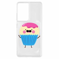 Чехол для Samsung S21 Ultra Funny cupcake with smile - PrintSalon