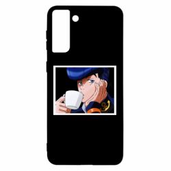 Чехол для Samsung S21 Ultra Higashikata Josuke drinking tea - PrintSalon