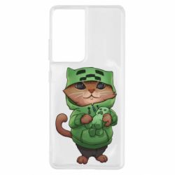 Чехол для Samsung S21 Ultra Кот Майнкрафт - PrintSalon