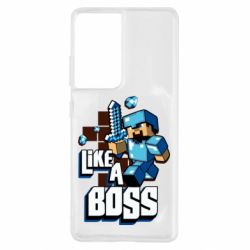 Чехол для Samsung S21 Ultra Minecraft Like a Boss - PrintSalon