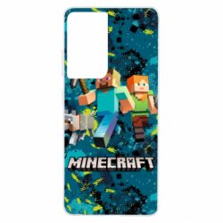 Чохол для Samsung S21 Ultra Minecraft Steve Alex And Dog - PrintSalon