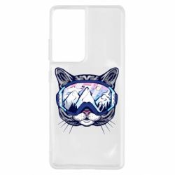 Чехол для Samsung S21 Ultra Snowboard Cat - PrintSalon