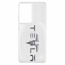 Чехол для Samsung S21 Ultra Tesla Car logo - PrintSalon