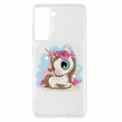 Чехол для Samsung S21 Unicorn with flowers - PrintSalon