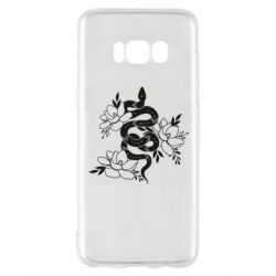 Чехол для Samsung S8 Snake with flowers - PrintSalon