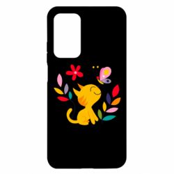 Чехол для Xiaomi Mi 10T/10T Pro Cat, Flowers and Butterfly - PrintSalon