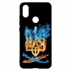 Чохол для Xiaomi Mi A2 Герб Украины в желто - голубом огнем - PrintSalon