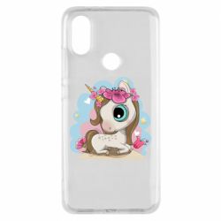 Чехол для Xiaomi Mi A2 Unicorn with flowers - PrintSalon