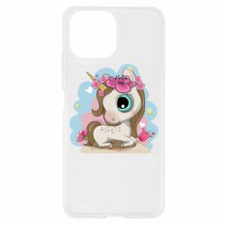 Чехол для Xiaomi Mi11 Lite Unicorn with flowers - PrintSalon