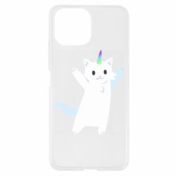 Чехол для Xiaomi Mi11 Lite White cheerful cat - PrintSalon