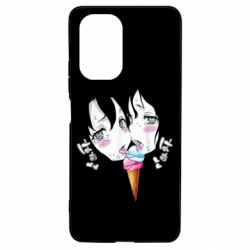 Чехол для Xiaomi Poco F3/K40 Ahegao girl eating ice cream - PrintSalon