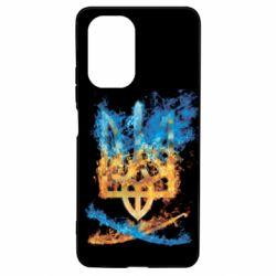 Чохол для Xiaomi Poco F3/K40 Герб Украины в желто - голубом огнем - PrintSalon