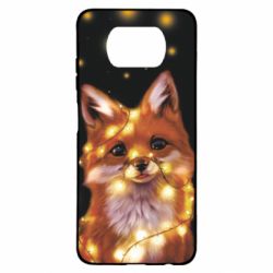 Чохол для Xiaomi Poco X3 Fox And Christmas Lights - PrintSalon