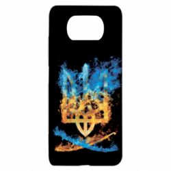 Чохол для Xiaomi Poco X3 Герб Украины в желто - голубом огнем - PrintSalon