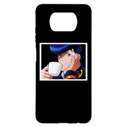 Чехол для Xiaomi Poco X3 Higashikata Josuke drinking tea - PrintSalon