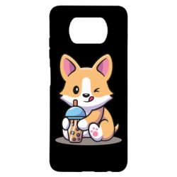 Чехол для Xiaomi Poco X3 Собачька пьет боба ти - PrintSalon