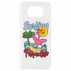 Чехол для Xiaomi Poco X3 Surfing Paradise Flamingo - PrintSalon