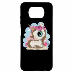 Чехол для Xiaomi Poco X3 Unicorn with flowers - PrintSalon