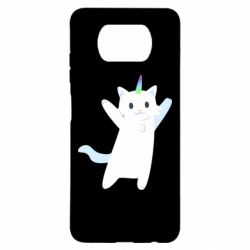 Чехол для Xiaomi Poco X3 White cheerful cat - PrintSalon