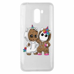 Чехол для Xiaomi Pocophone F1 Baby Groot And Unicorn - PrintSalon