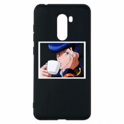 Чехол для Xiaomi Pocophone F1 Higashikata Josuke drinking tea - PrintSalon