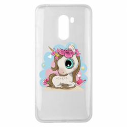 Чехол для Xiaomi Pocophone F1 Unicorn with flowers - PrintSalon