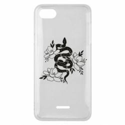 Чехол для Xiaomi Redmi 6A Snake with flowers - PrintSalon