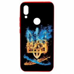 Чохол для Xiaomi Redmi 7 Герб Украины в желто - голубом огнем - PrintSalon