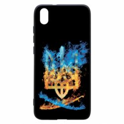 Чохол для Xiaomi Redmi 7A Герб Украины в желто - голубом огнем - PrintSalon