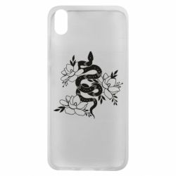 Чехол для Xiaomi Redmi 7A Snake with flowers - PrintSalon