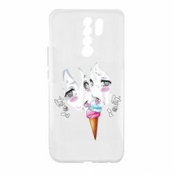 Чехол для Xiaomi Redmi 9 Ahegao girl eating ice cream - PrintSalon