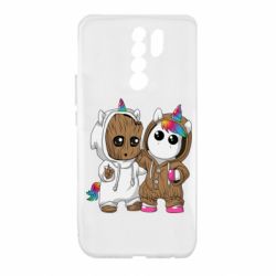 Чехол для Xiaomi Redmi 9 Baby Groot And Unicorn - PrintSalon