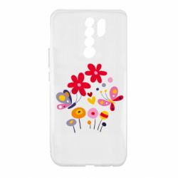 Чехол для Xiaomi Redmi 9 Flowers and Butterflies - PrintSalon