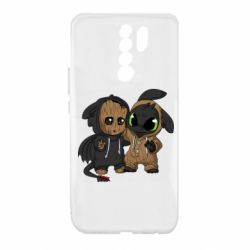 Чехол для Xiaomi Redmi 9 Groot And Toothless - PrintSalon