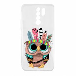 Чехол для Xiaomi Redmi 9 Little owl with feathers - PrintSalon