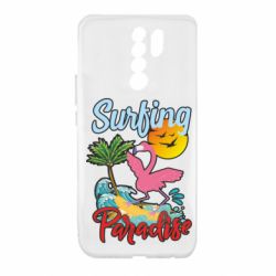 Чехол для Xiaomi Redmi 9 Surfing Paradise Flamingo - PrintSalon