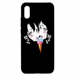 Чехол для Xiaomi Redmi 9a Ahegao girl eating ice cream - PrintSalon