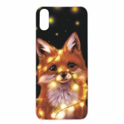 Чохол для Xiaomi Redmi 9a Fox And Christmas Lights - PrintSalon