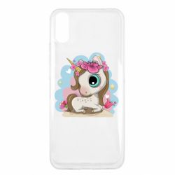 Чехол для Xiaomi Redmi 9a Unicorn with flowers - PrintSalon