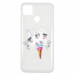Чехол для Xiaomi Redmi 9c Ahegao girl eating ice cream