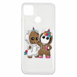 Чехол для Xiaomi Redmi 9c Baby Groot And Unicorn - PrintSalon