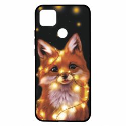 Чохол для Xiaomi Redmi 9c Fox And Christmas Lights - PrintSalon