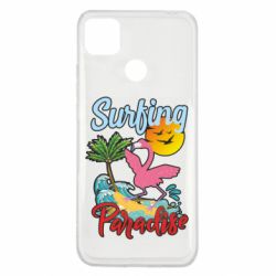 Чехол для Xiaomi Redmi 9c Surfing Paradise Flamingo