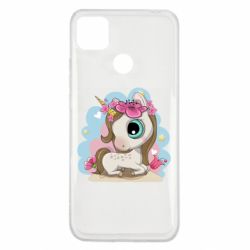 Чехол для Xiaomi Redmi 9c Unicorn with flowers - PrintSalon